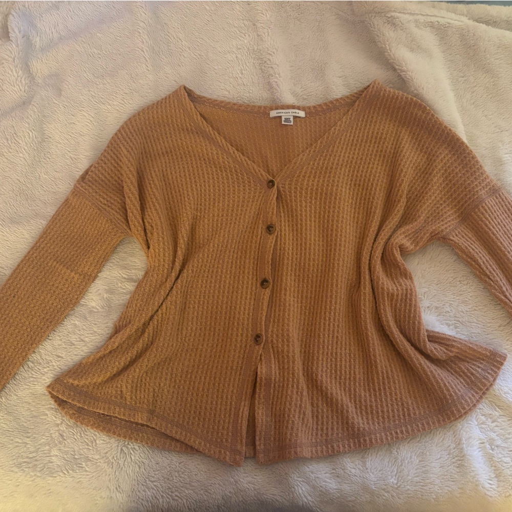 American Eagle Outfitters Tan Button-Up Cardigan